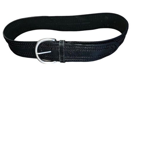 Chico’s black woven thread leather boho 90’s belt silver buckle Size Small - Picture 12 of 12